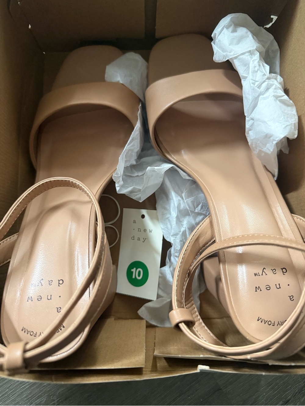 a new day Tan Block Heel Sandals with Ankle Strap